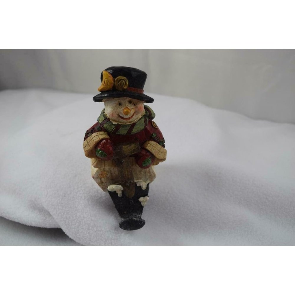 Christmas Snowman Stocking Holder Wood Carved 6"